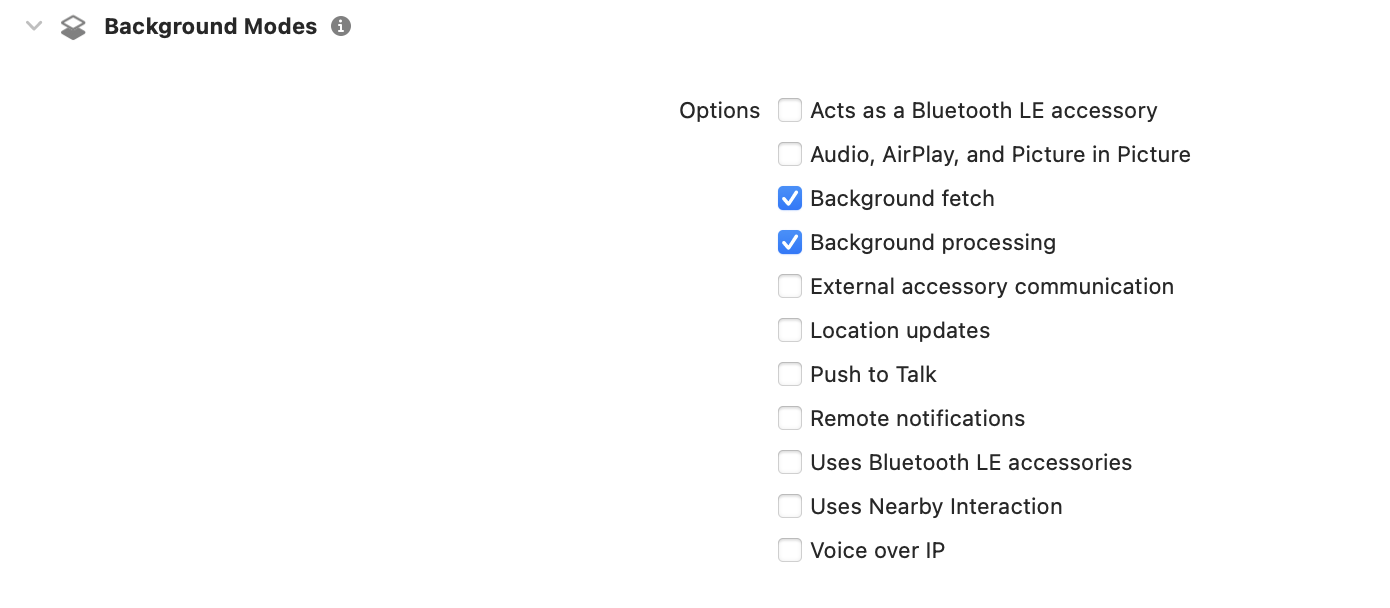 XCode Background Mode capability